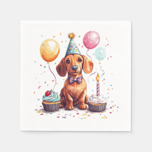 Happy Birthday Dachshund Dog Napkins
