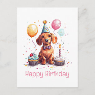 Happy Birthday Dachshund Dog Postcard