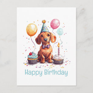 Happy Birthday Dachshund Dog Postcard