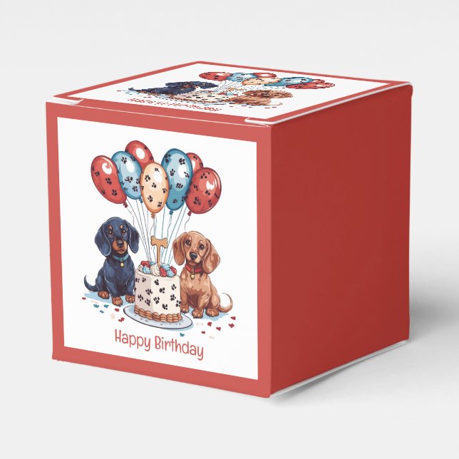 Happy Birthday Dachshund Dogs Favor Boxes (Front Side)