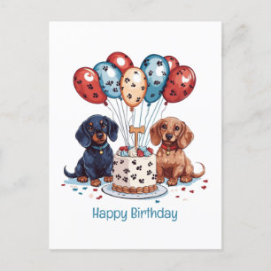 Happy Birthday Dachshund Dogs Postcard