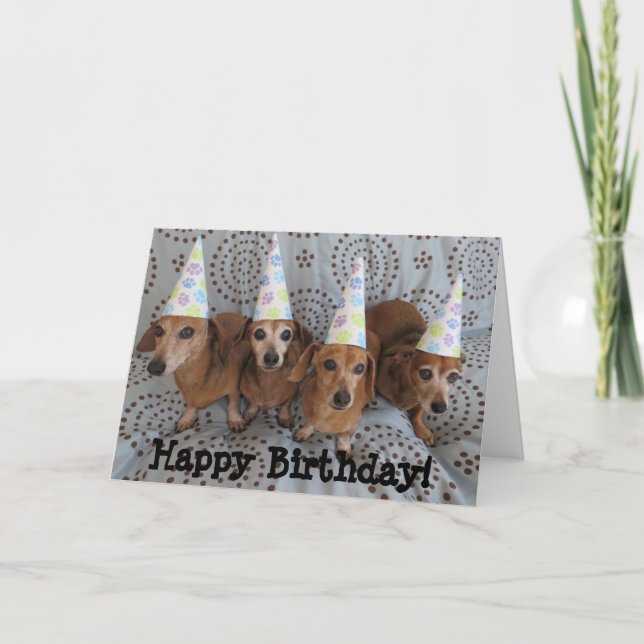 Happy Birthday Dachshund Greeting Card (Front)