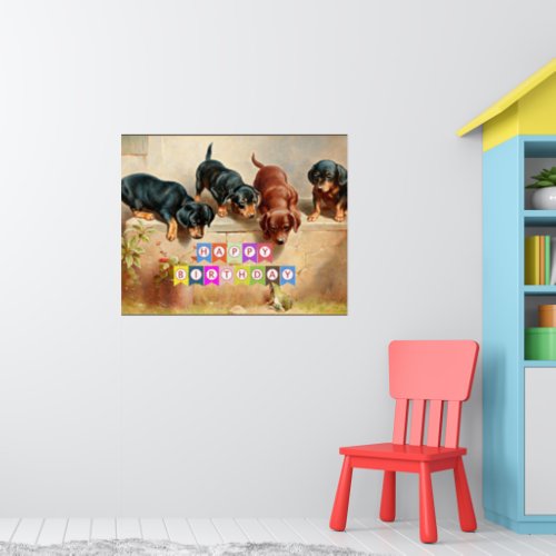 Happy Birthday Dachshund puppies Poster