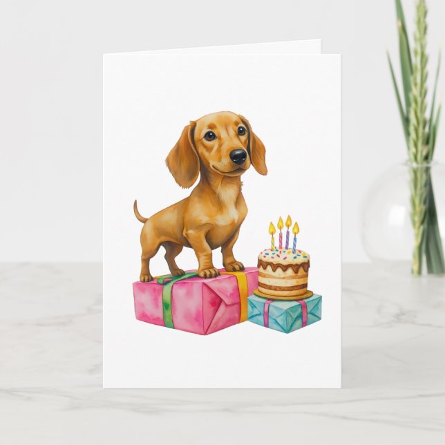 Happy birthday dachshund puppy dog dad mom bestie card (Front)