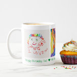 Happy Birthday Dad 3 Photo Custom Kid's Art Coffee Mug<br><div class="desc">Custom printed coffee mugs personalized with your children's unique artwork. This template has space to add 3 different works of art and/or photos. Upload a photo or scan of your kids' art into the template. Use the design tools to customize the Happy Birthday message or add additional text or images....</div>