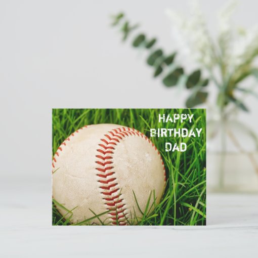Happy Birthday Dad Baseball Postcard | Zazzle