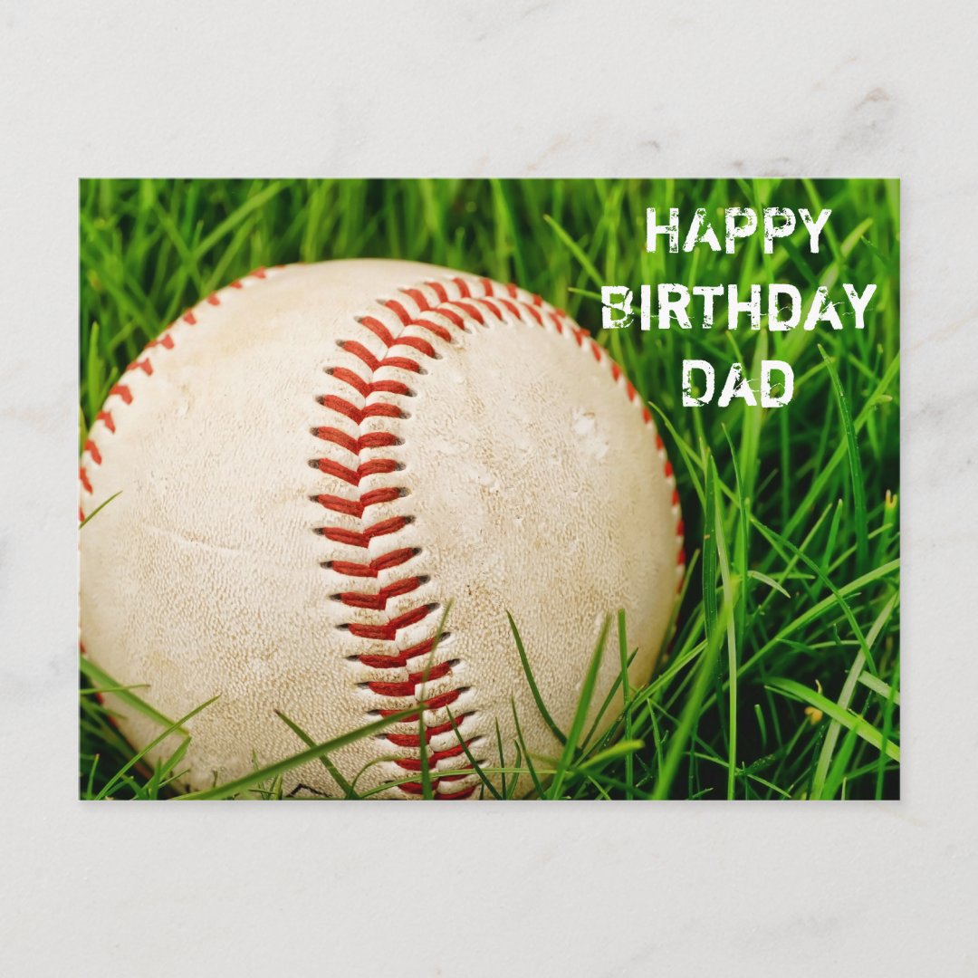 Happy Birthday Dad Baseball Postcard | Zazzle