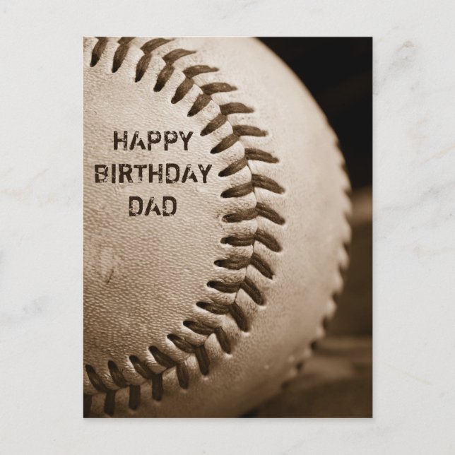 Happy Birthday Dad Baseball Postcard (Front)