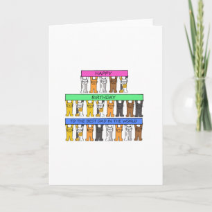 Happy Birthday Dad Cartoon Cats with Banners Card