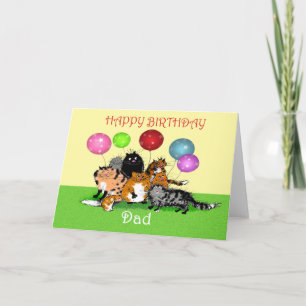 Happy Birthday dad, cats and balloons. Card