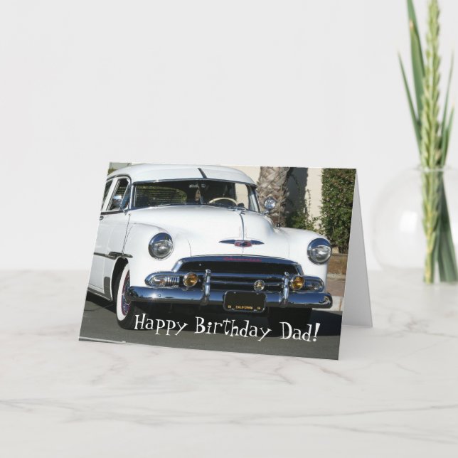 Happy Birthday Dad Classic white car card (Front)