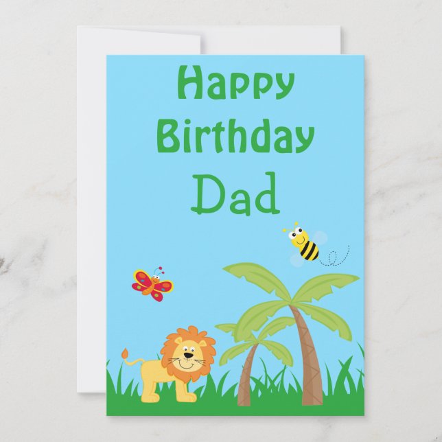 Happy Birthday Dad Colorful Safari Holiday Card (Front)
