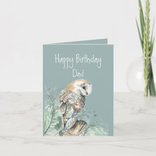 Happy Birthday Dad Father Barn Owl Holiday Card
