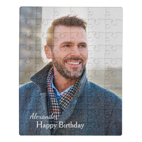 Happy Birthday Dad Father Man Photo Personalize  Jigsaw Puzzle