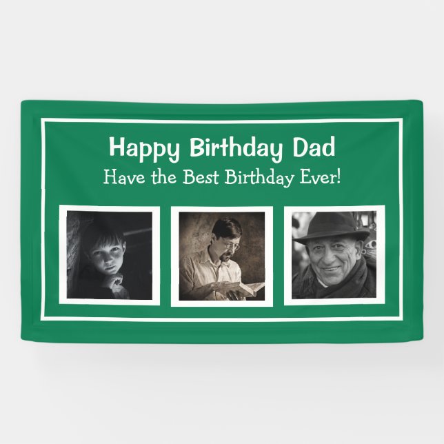Happy Birthday Dad, Green Birthday Banner (Horizontal)