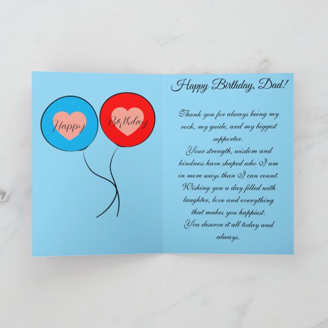 Happy birthday dad greeting card blue design  (Inside)