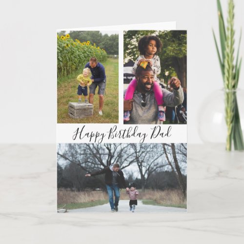 Happy Birthday Dad Modern 3 Collage Photo Card
