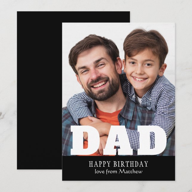 Happy Birthday Dad Modern Personalized Photo (Front/Back)