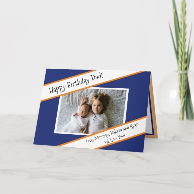 Happy Birthday Dad Personalized Kid's Photo Card (Front)