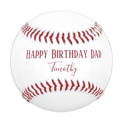 Happy Birthday Dad Red and White Baseball