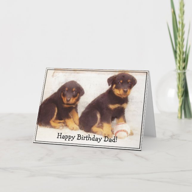 Happy Birthday Dad Rottweiler greeting card (Front)