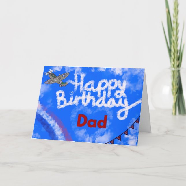 Happy Birthday Dad Spitfire Plane CARD (Front)