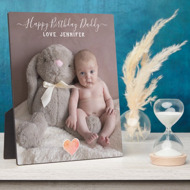 Happy Birthday Daddy Baby Photo Plaque (Side)
