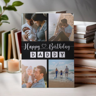 Happy Birthday Daddy Black & White Photo Collage Holiday Card