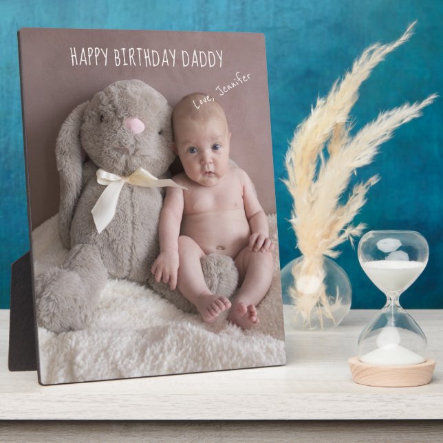 Happy Birthday Daddy Custom Baby Photo Plaque (Side)