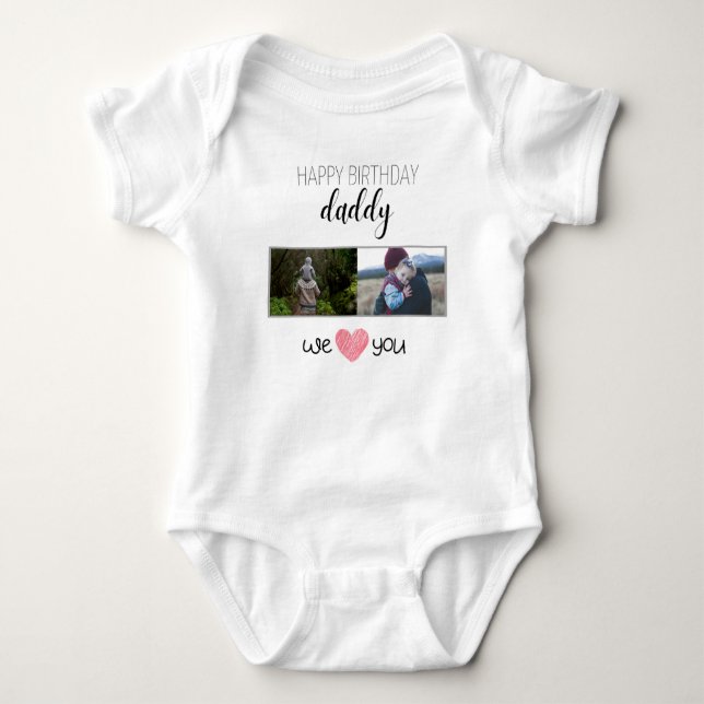 HAPPY BIRTHDAY DADDY CUSTOM PHOTO AND TEXT BABY BODYSUIT (Front)