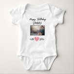 HAPPY BIRTHDAY DADDY CUSTOM TEXT AND PHOTO BABY BODYSUIT<br><div class="desc">"Happy Birthday Daddy" baby clothes collection, designed to make your little one's daddy's birthday even more special! These adorable and charming outfits are perfect for celebrating and creating lasting memories with the best dad in the world. Tag : fathers day, daddy, best dad ever, birthday, dad, best dad, happy fathers...</div>