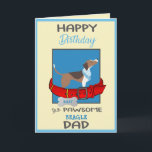 Happy Birthday Daddy from Your Beagle Dog Card<br><div class="desc">Happy Birthday Dog Daddy Personalized Beagle Dog Card is personalized with both the dog breed and the dog's name on the front of the card and the inside. A happy Beagle Dog on a blue background makes a dog daddy smile. A red dog collar wraps around the Beagle Dog image...</div>