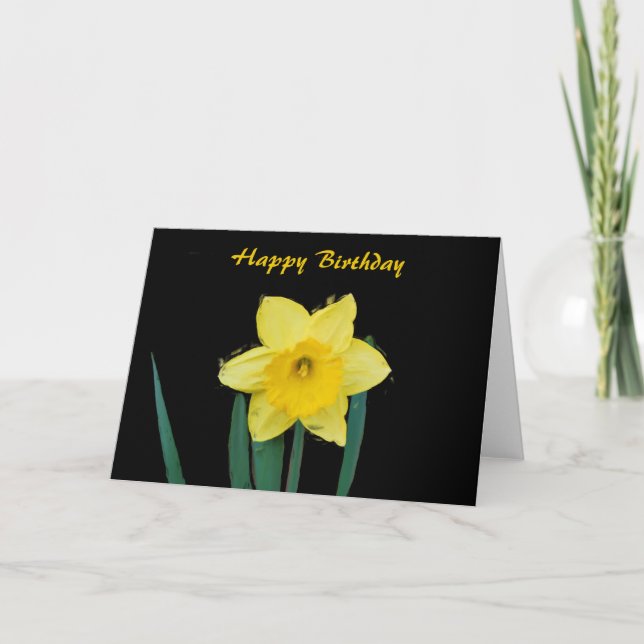 Happy Birthday Daffodil in Oils Card (Front)
