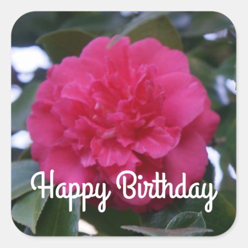 Happy Birthday Daikagura Red Camellia Stickers