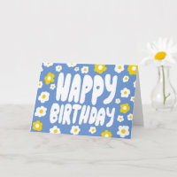 HAPPY BIRTHDAY Daisies Bubble Letters CUSTOM Bday