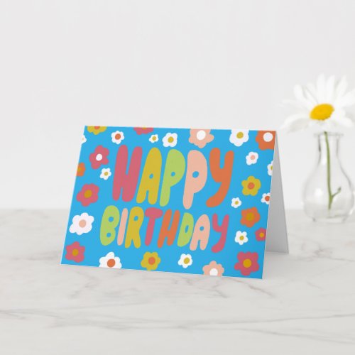 HAPPY BIRTHDAY Daisies Bubble Letters CUSTOM Bday  Card