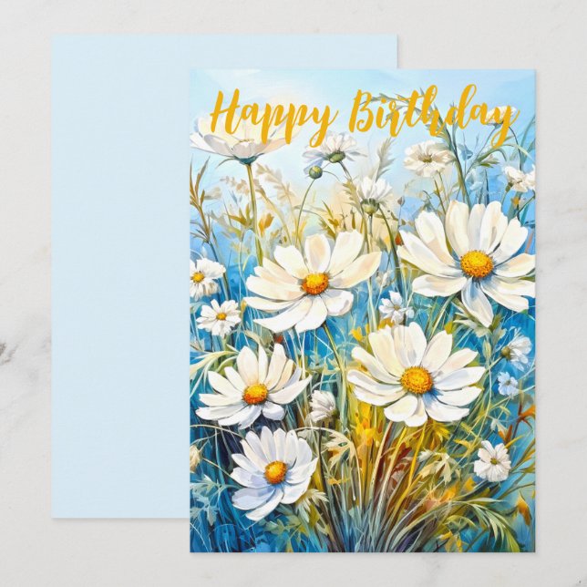Happy Birthday Daisies  Holiday Card (Front/Back)