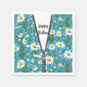 Happy Birthday Daisies with Zipper Napkins