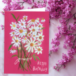 Happy Birthday Daisy Bouquet Customize it! Card<br><div class="desc">Customizable greeting card with the message "HAPPY BIRTHDAY" Add your own text to the inside of the card.
Colorful daisy bouquet on a pink background hand painted by me! Check my shop for more designs!</div>