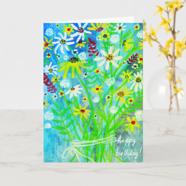 Happy Birthday Daisy Bouquet Customize it! Card (Yellow Flower)