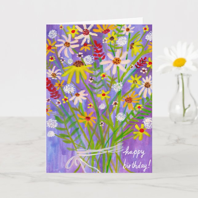 Happy Birthday Daisy Bouquet Customize it! Card (Small Plant)