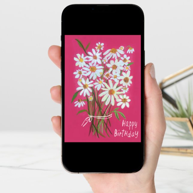 Happy Birthday Daisy Bouquet Customize it! Card (Front Digital)