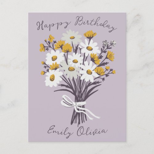 Happy Birthday Daisy Bouquet Retro CUSTOM NAME Postcard