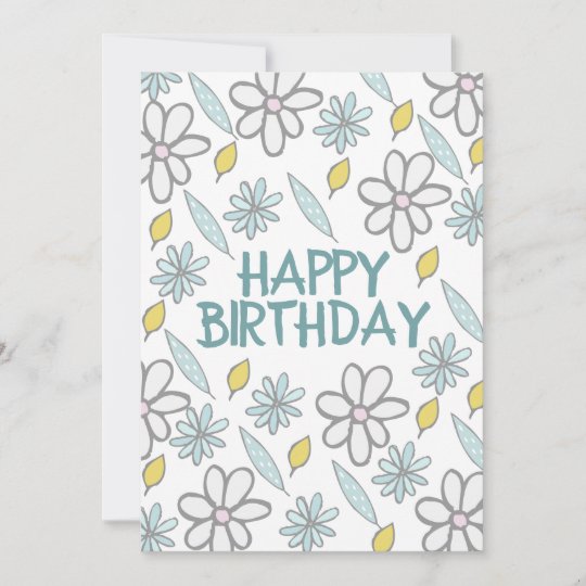 Happy Birthday Daisy Floral Blue Yellow Feminine Card | Zazzle.com