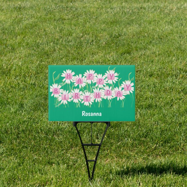 Happy Birthday Daisy Garden Design Outdoor Sign (Insitu)