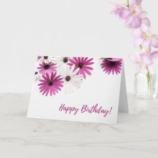 Happy Birthday Daisy Purple Flowers Card
