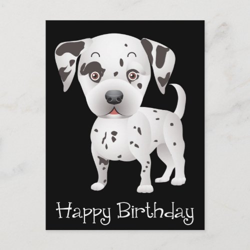 Happy Birthday Dalmatian Puppy Dog Black Postcard