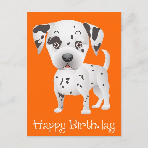 Happy Birthday Dalmatian Puppy Dog Orange Postcard