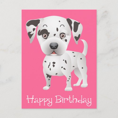 Happy Birthday Dalmatian Puppy Dog Pink Postcard