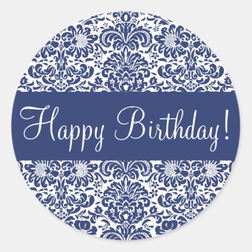 Happy Birthday Damask Envelope Sticker Seal